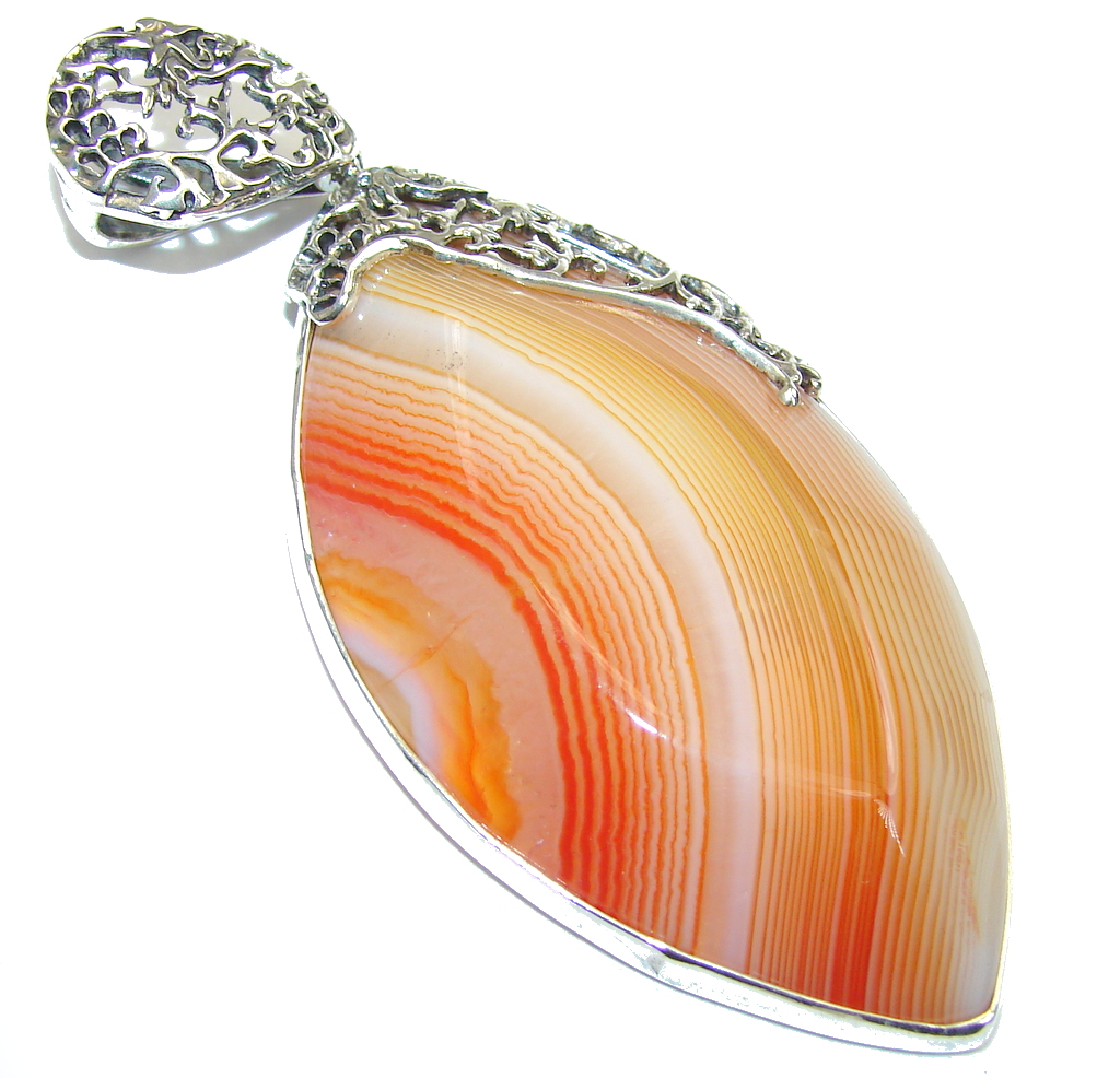 Bali Dream AAA + Orange Botswana Agate Sterling Silver Pendant
