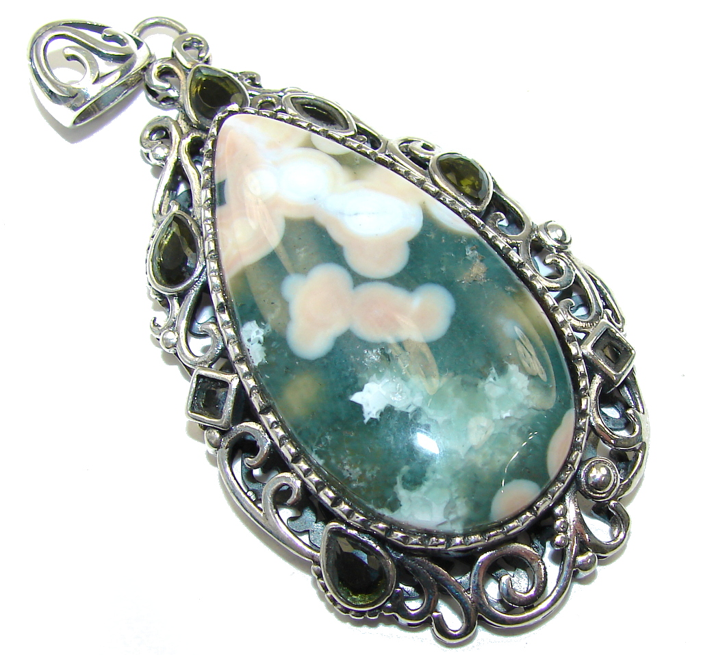 Bali Secret! AAA Green Ocean Jasper Sterling Silver Pendant