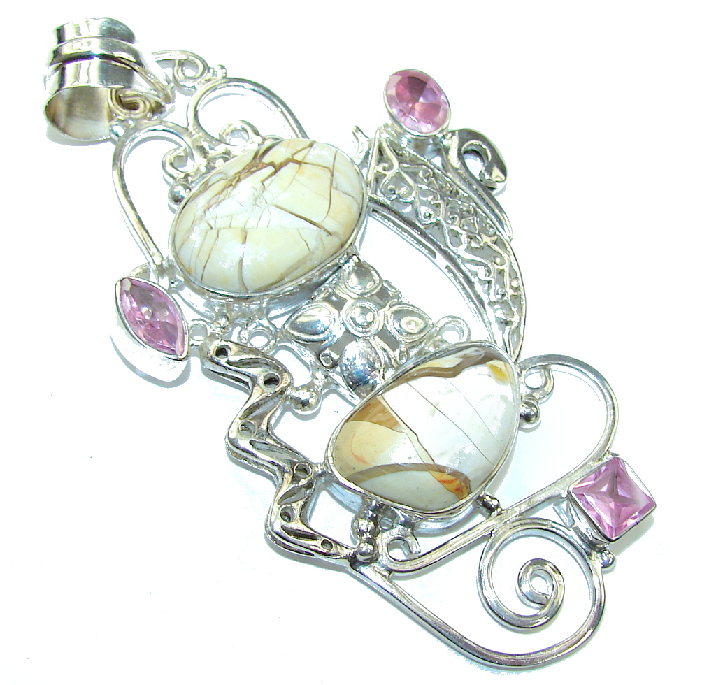 Big! Classic Beauty! Burro Creek Jasper Sterling Silver Pendant