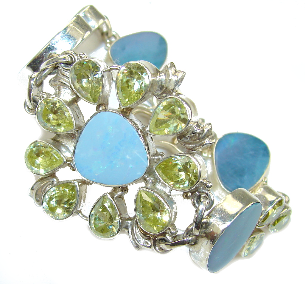 Trade Secret Japanese Fire Opal & Yellow Quartz Sterling Silver Bracelet