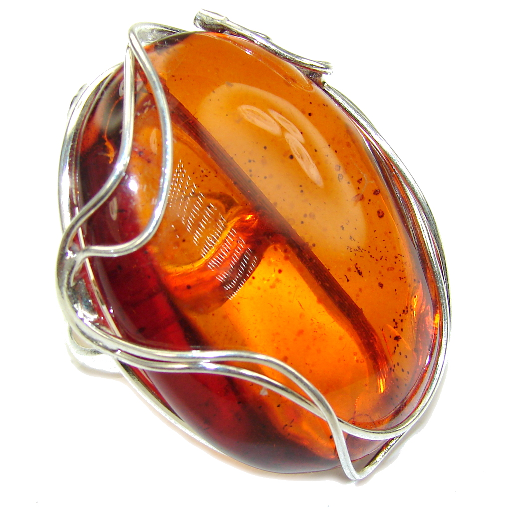 Oversized! Stunning Baltic Polish Amber Sterling Silver Ring s. 8 1/4