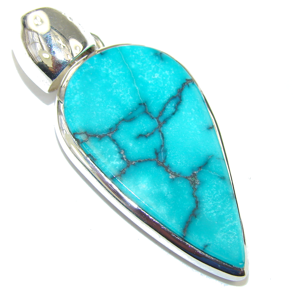 Brazilian Sea! Blue Turquoise Sterling Silver Pendant