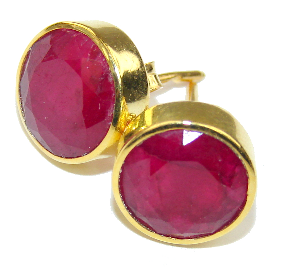 Delicate Pink Ruby, Gold Plated Sterling Silver earrings