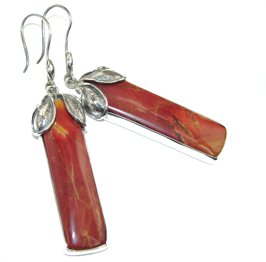 Beautiful AAA Red Creek Jasper Sterling Silver Earrings