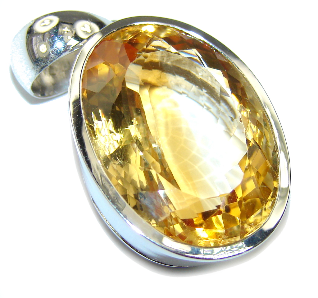 Bali Secret Precious Oval Cut Citrine Sterling Silver Pendant