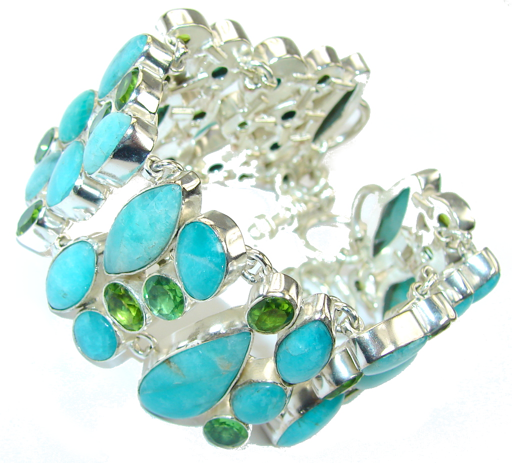 Simply Fabulous Amazonite Green Quartz Sterling Silver Bracelet