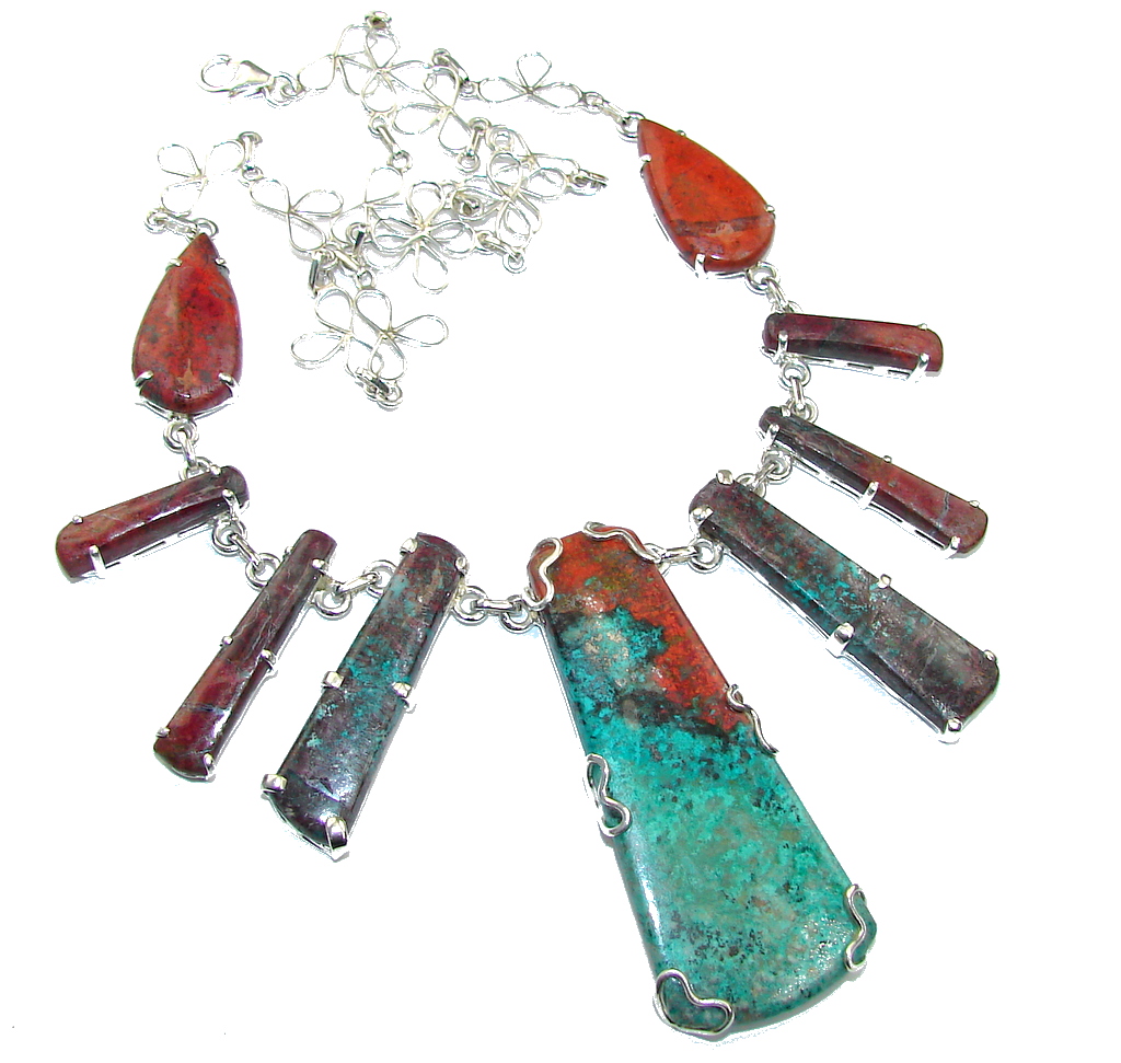 Halo Of Beauty!! Red Sonora Jasper Sterling Silver Necklace