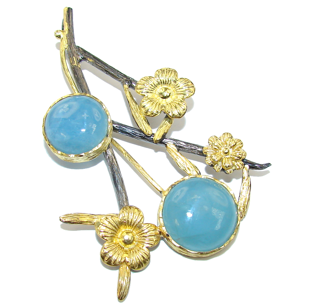 Genuine Blue Aquamarine Sterling Silver Pendant