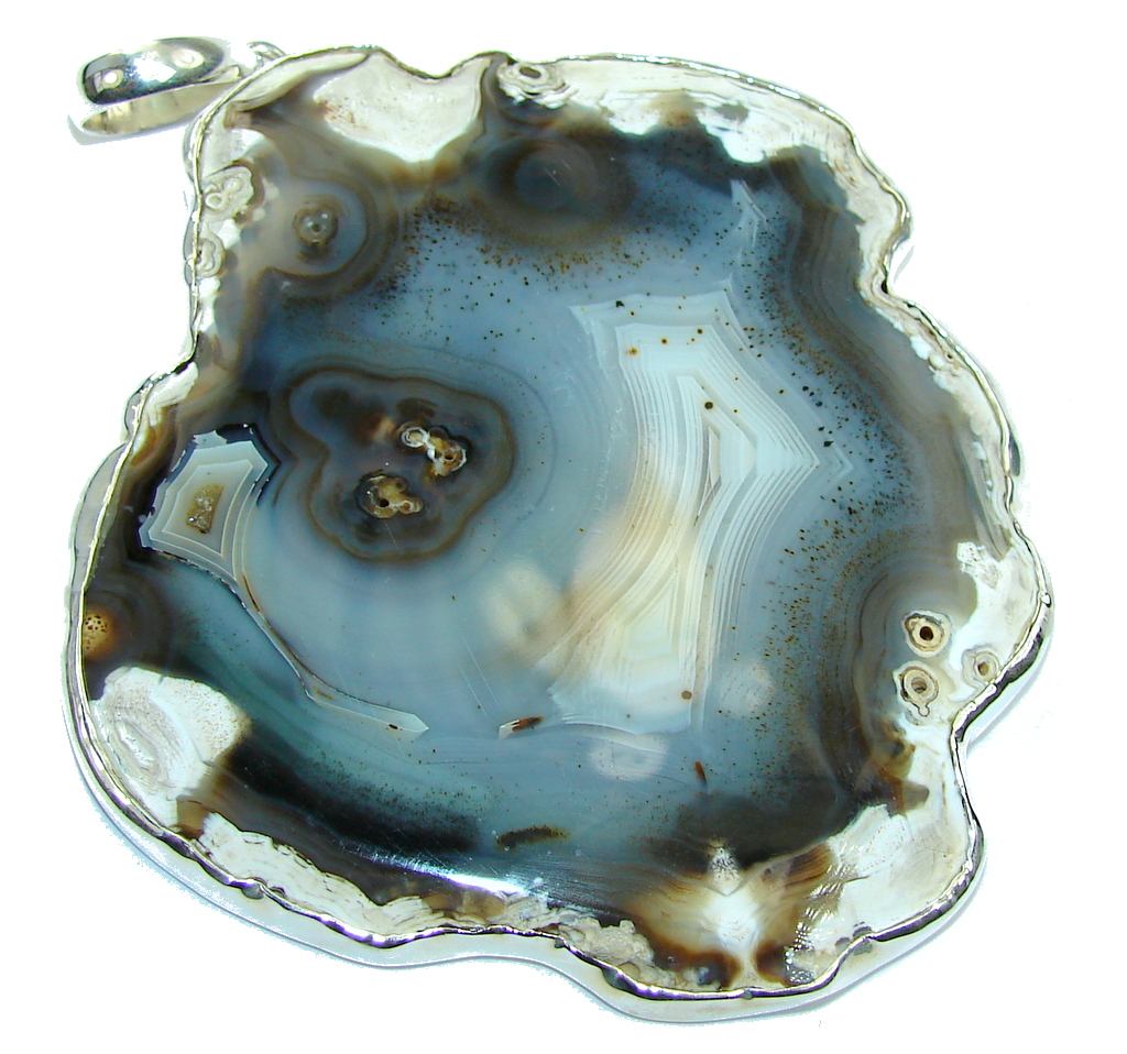 Jumbo Stunning AAA Agate Druzy Slab Gold Plated Sterling Silver Pendant