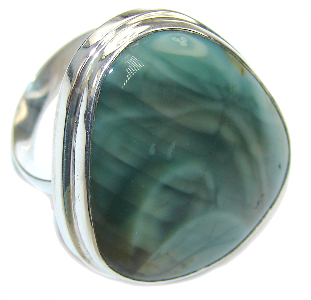 Amazing AAA Imperial Jasper Sterling Silver Ring s. 9 1/4 adjustable