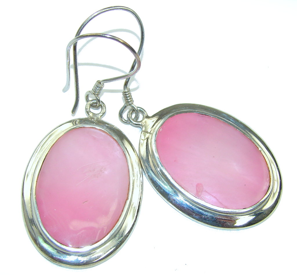 Big! Delicate Light Pink Blister Pearl Sterling Silver earrings