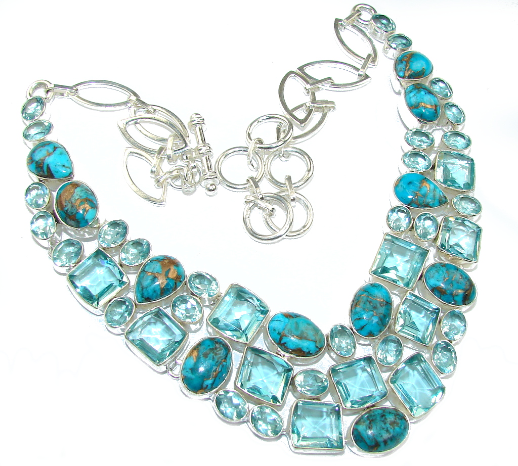 Fields Of Summer! Copper Blue Turquoise Sterling Silver Necklace