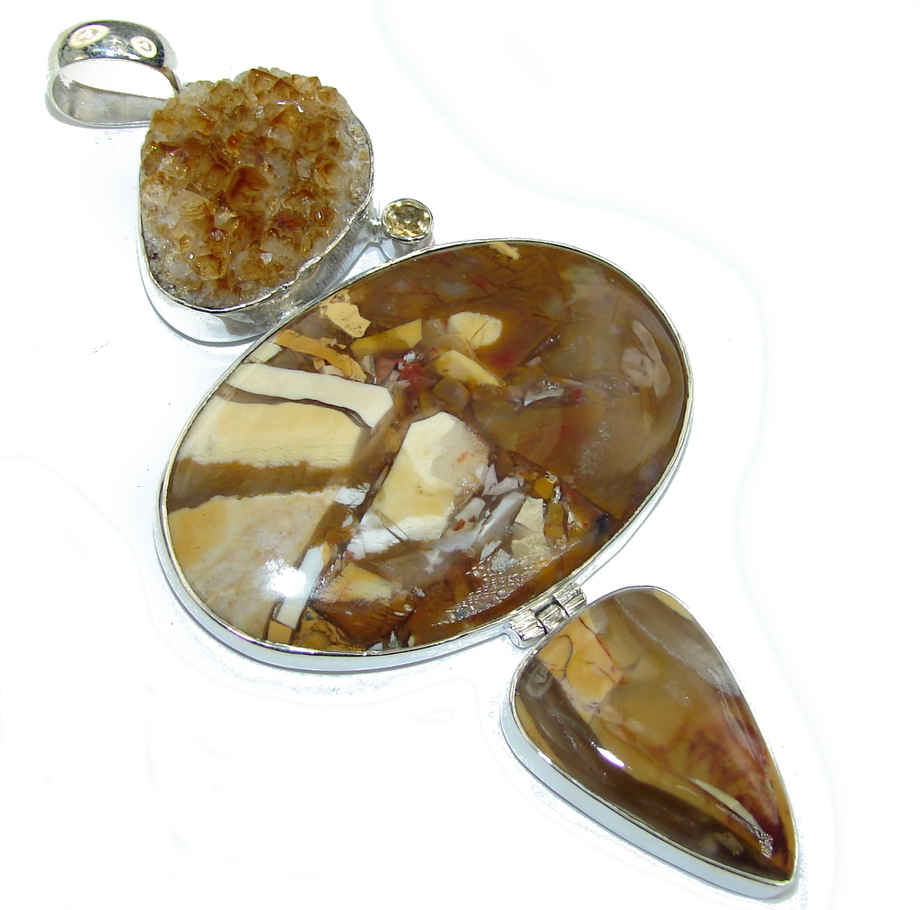 Big! Amazing AAA Beauty Burro Creek Jasper Sterling Silver Pendant