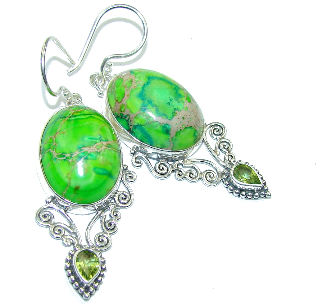 Amazing Green Sea Sediment Jasper Sterling Silver earrings