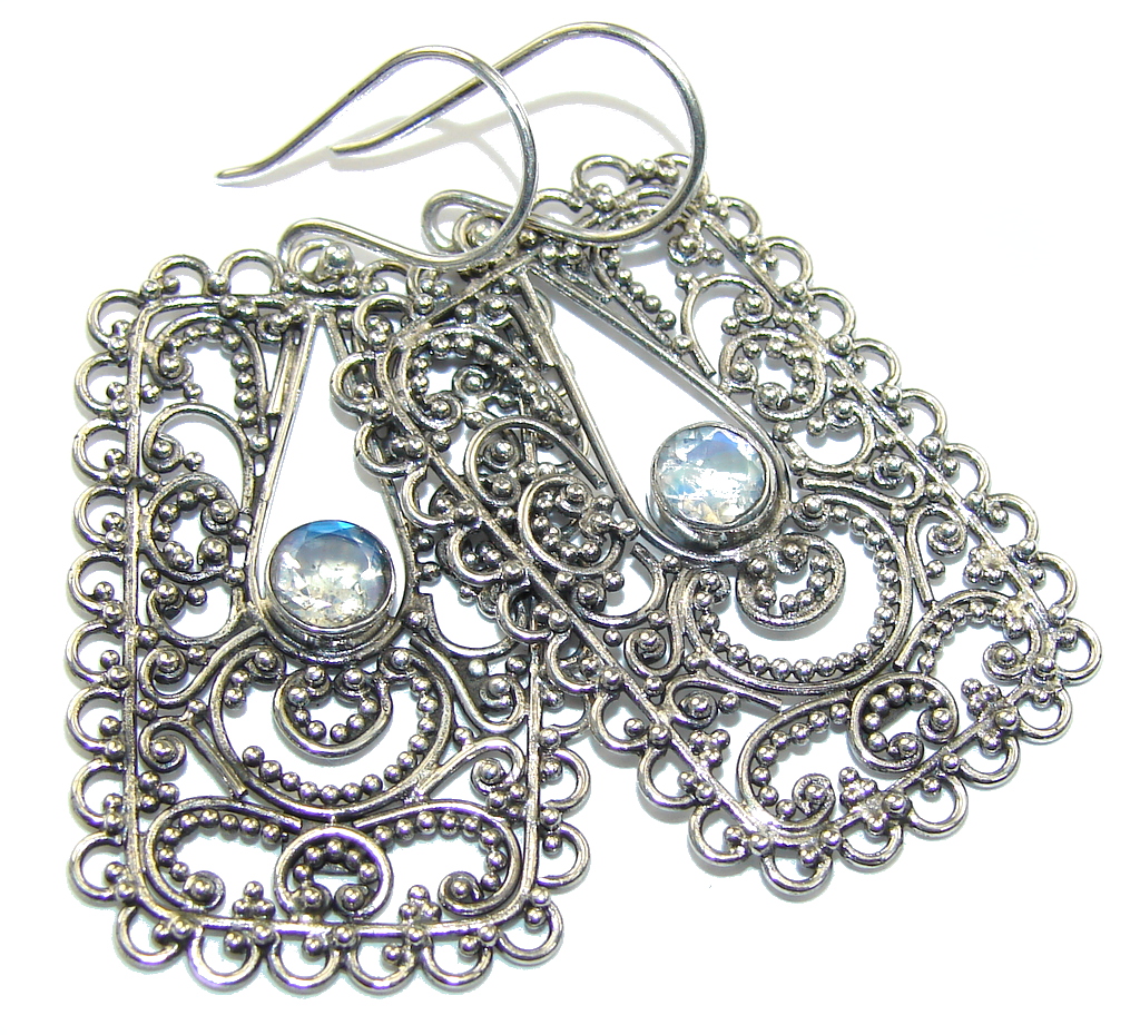 Bali Dream! White Moonstone Sterling Silver earrings
