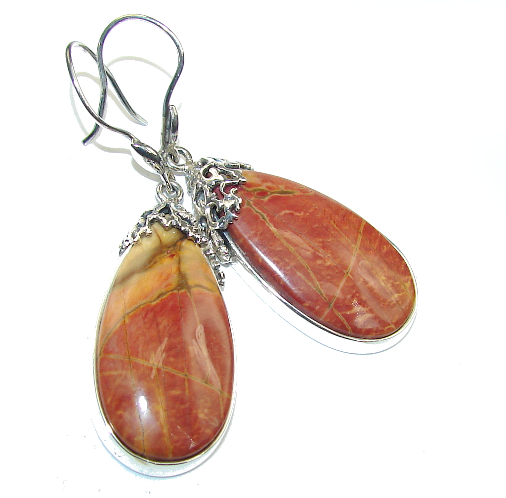 Beautiful! AAA Red Creek Jasper Sterling Silver Earrings