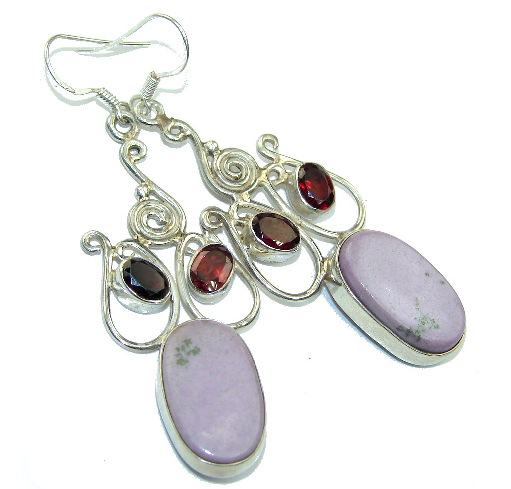 Amazing! Purple Sugalite & Garnet Sterling Silver earrings