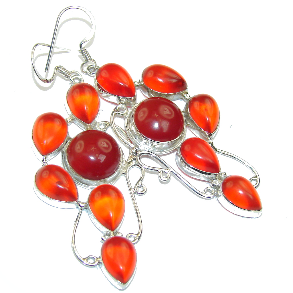 Beauty Orange Carnelian Sterling Silver earrings