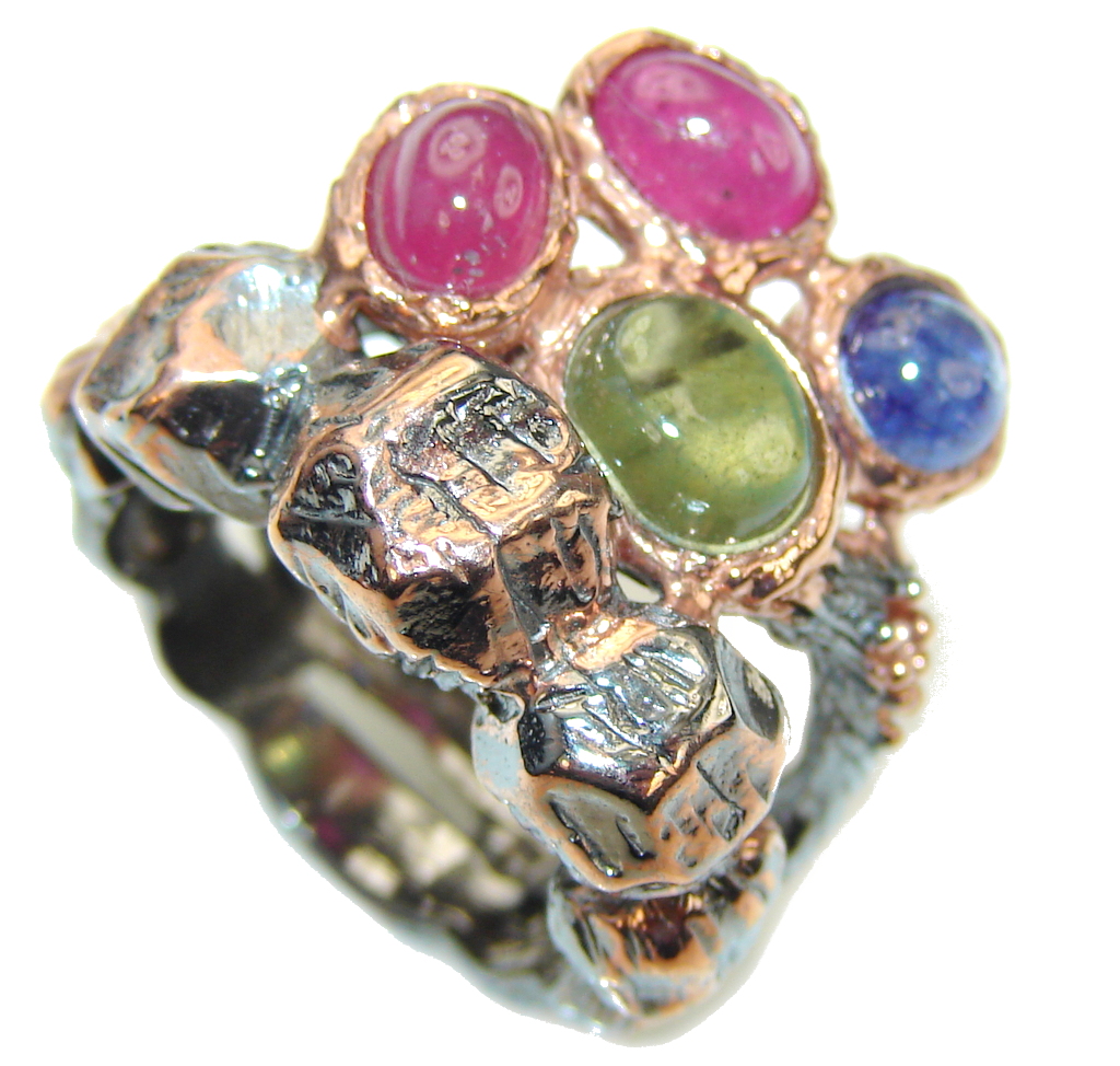 Beautiful Pink Ruby, Rose Gold Plated, Rhodium Plated Sterling Silver Ring s. 6 1/4