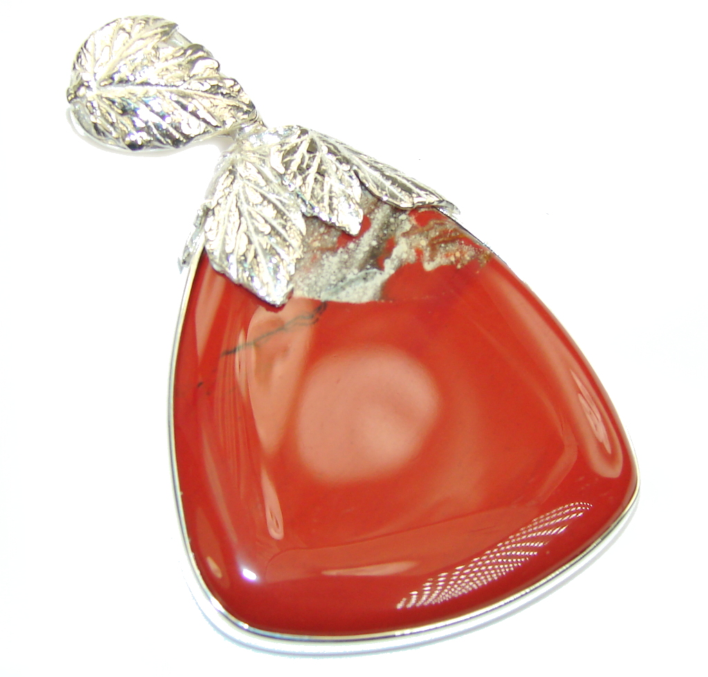 Amazing AAA Red Jasper Sterling Silver Pendant