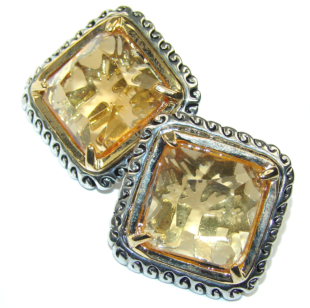 Bali Secret! Golden Topaz Quartz Sterling Silver earrings