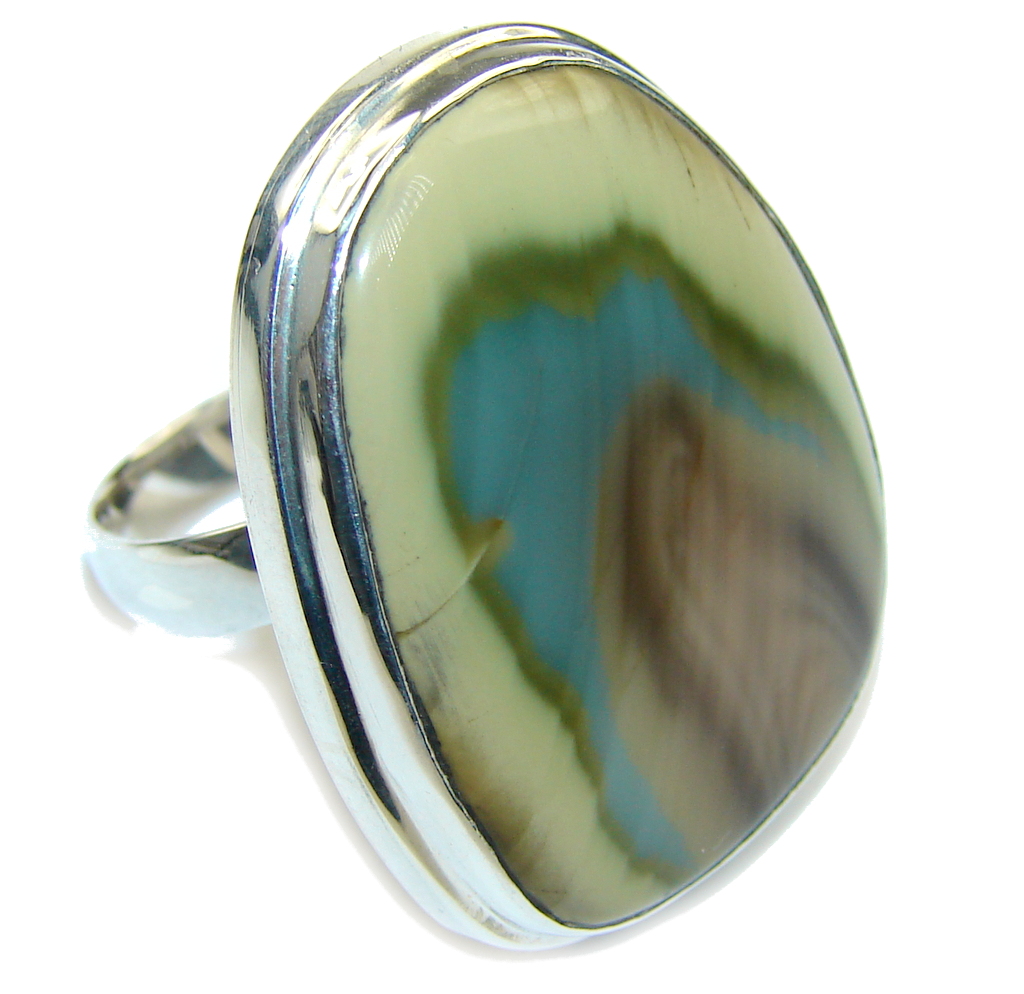 Amazing AAA Imperial Jasper Sterling Silver Ring s. 8- adjustable