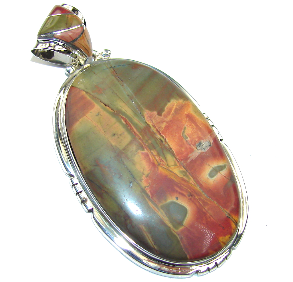 Amazing AAA Red Creek Jasper Sterling Silver Pendant