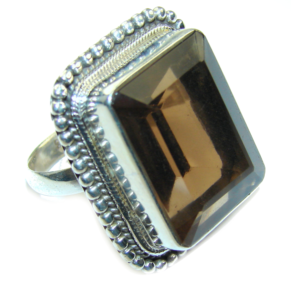 Big! Amazing Smoky Topaz Sterling Silver ring s. 9 1/2