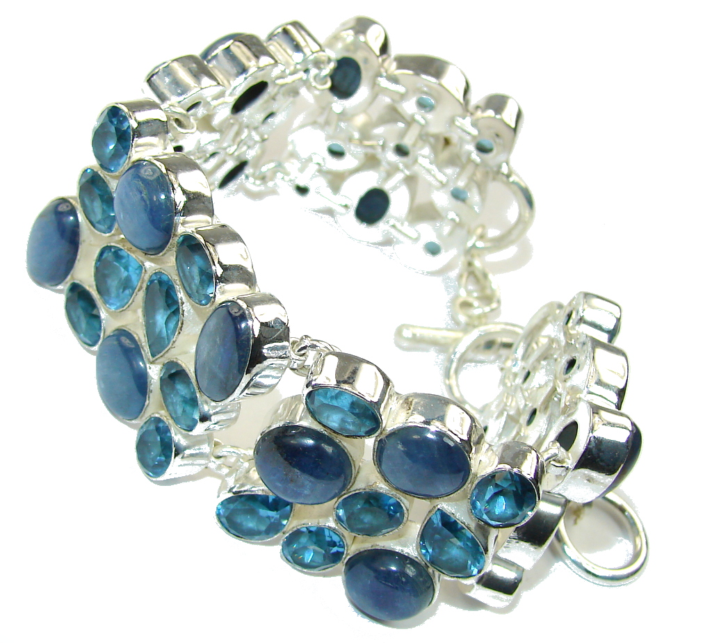 Mystic Sky African Kyanite & Blue Topaz Sterling Silver Bracelet