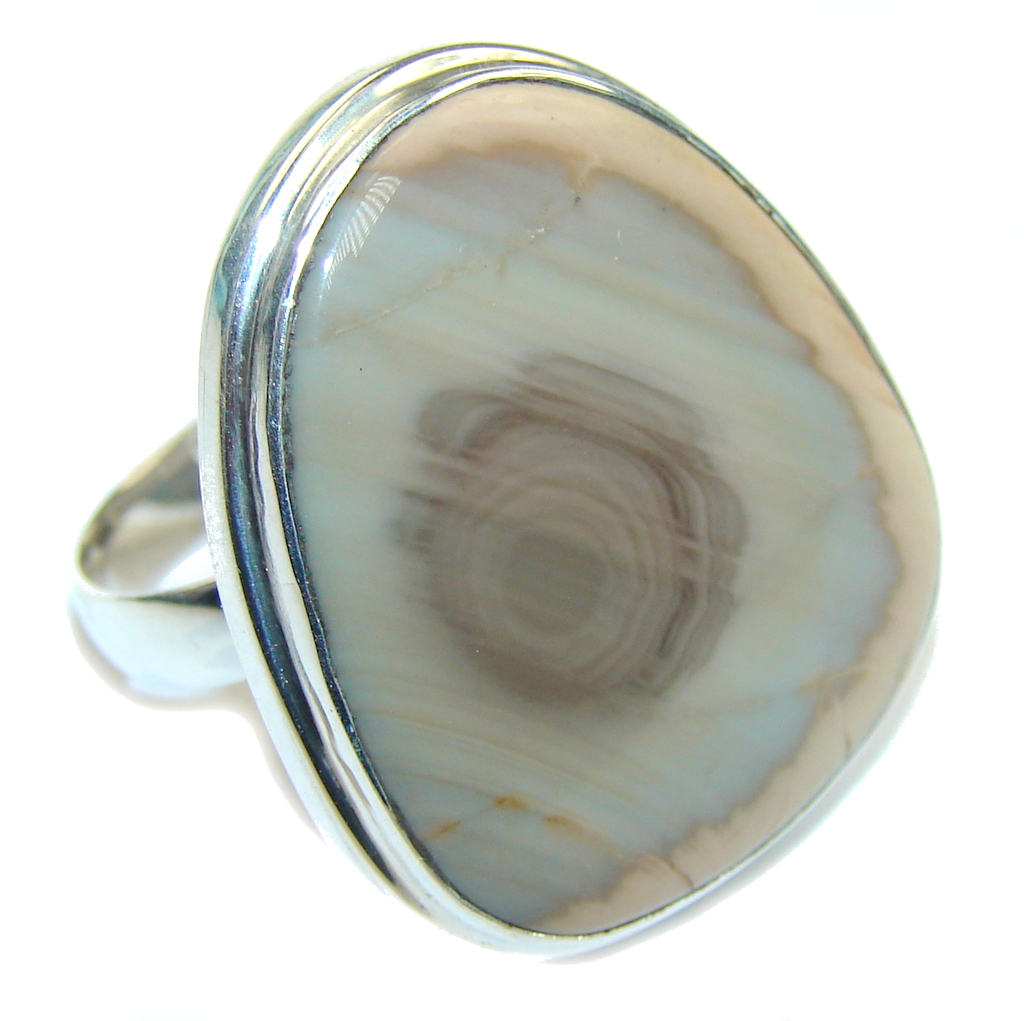 Amazing Green Wild Horse Jasper Sterling Silver Ring s. 9- adjustable