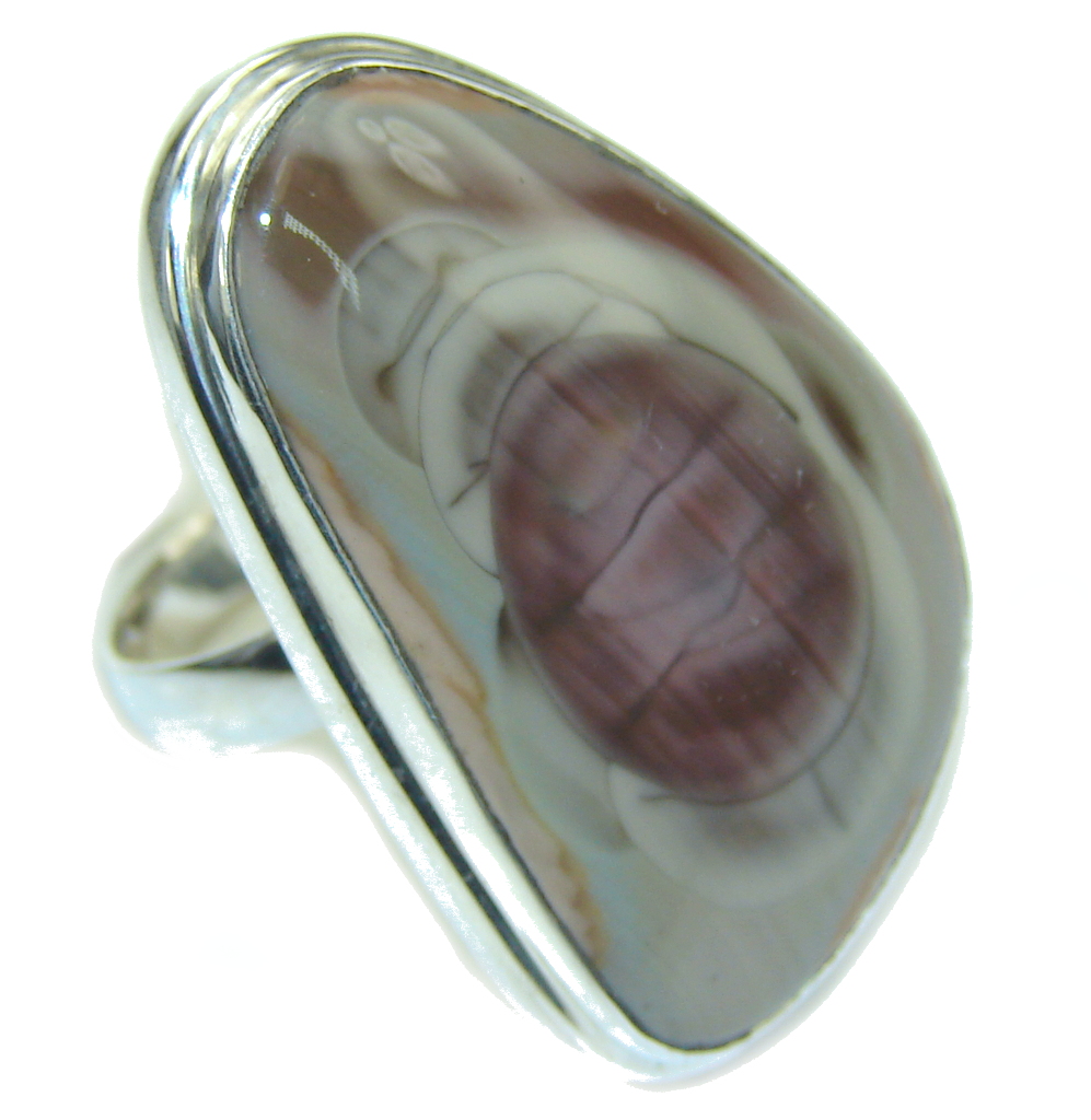 Amazing Green Wild Horse Jasper Sterling Silver Ring s. 8 1/2- adjustable