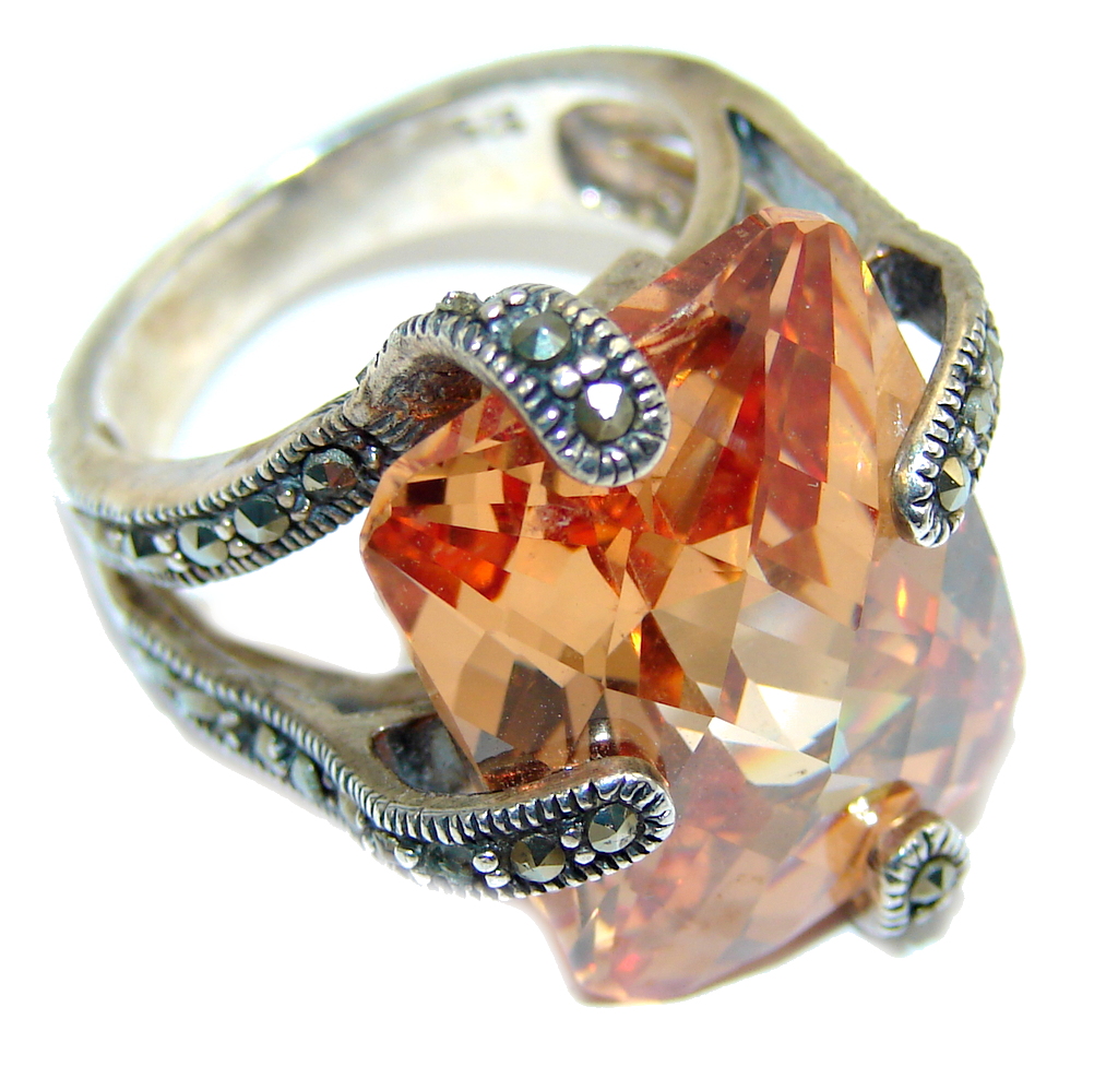 Big Secret Golden Topaz Sterling Silver Ring s. 5 3/4