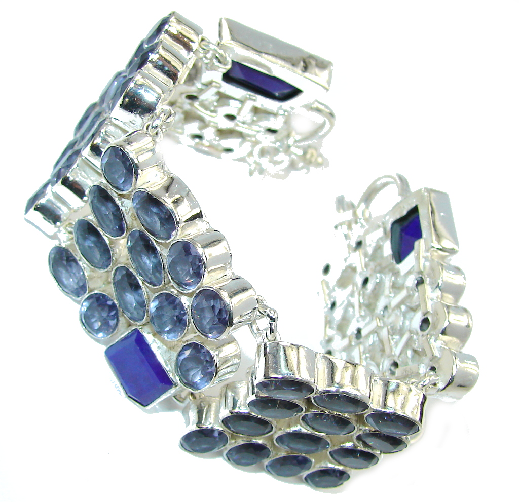 Special Moment Created Blue Tanzanite & Sapphire Sterling Silver Bracelet