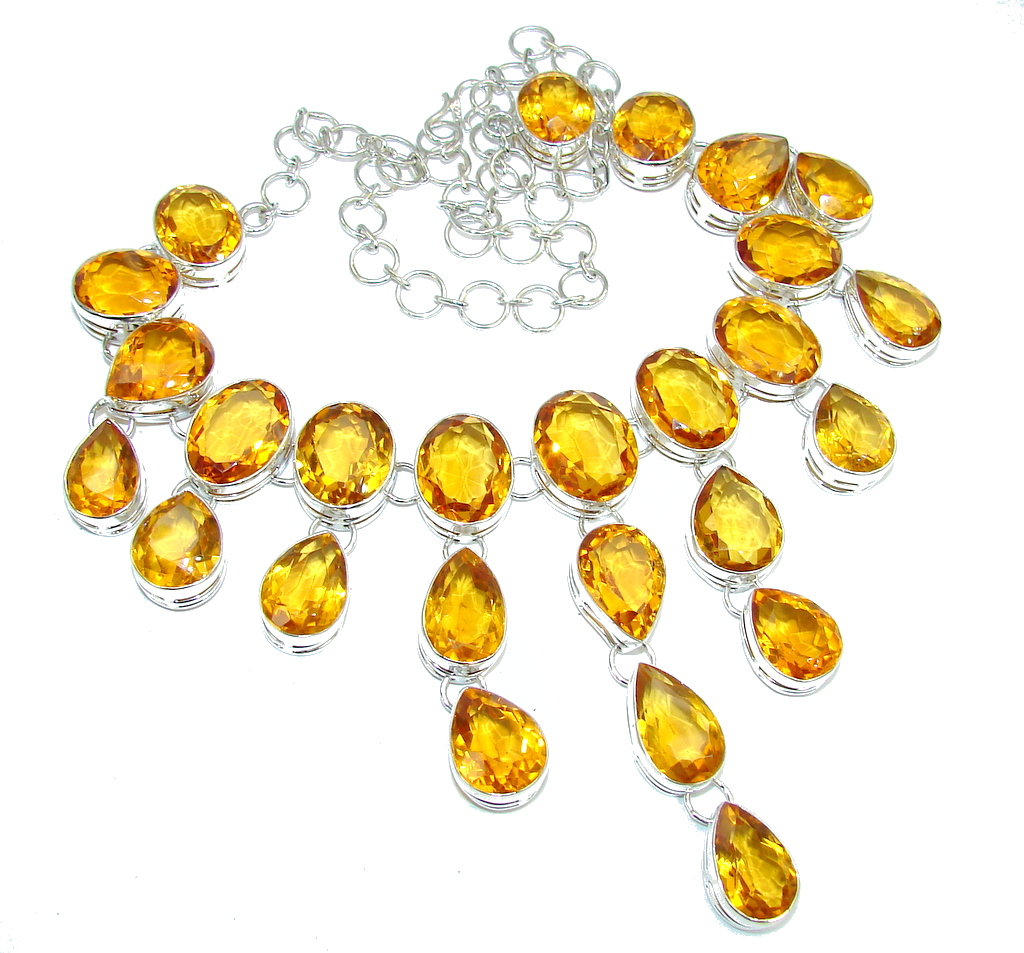 Super Chunky! Golden Majesty created Golden Sapphire Sterling Silver necklace