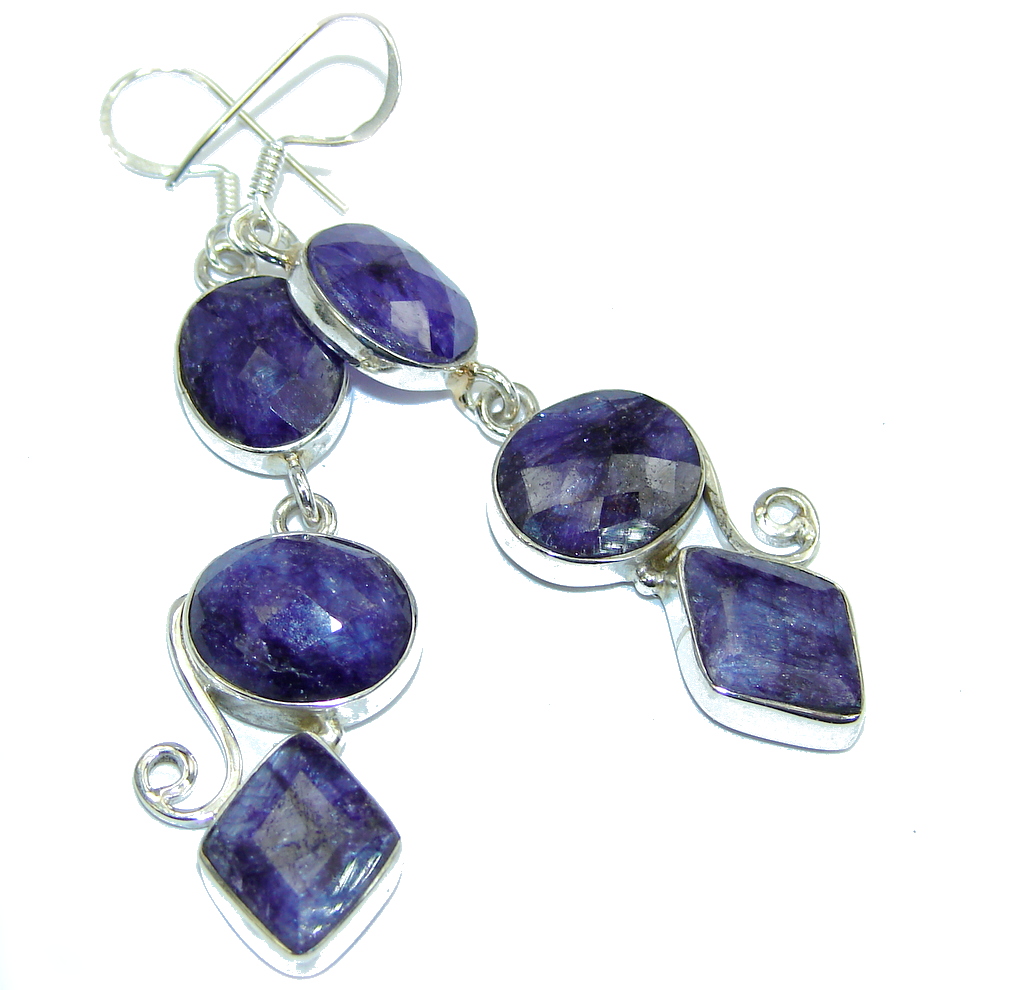 Simple Natural Sapphire Sterling Silver earrings