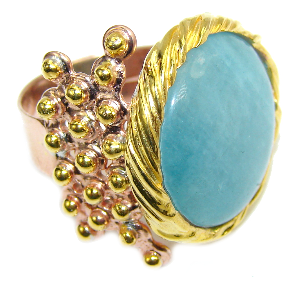 Passiom Fruit AAA Aquamarine Gold Plated, Rhodium Plated Sterling Silver Ring s. 6 3/4
