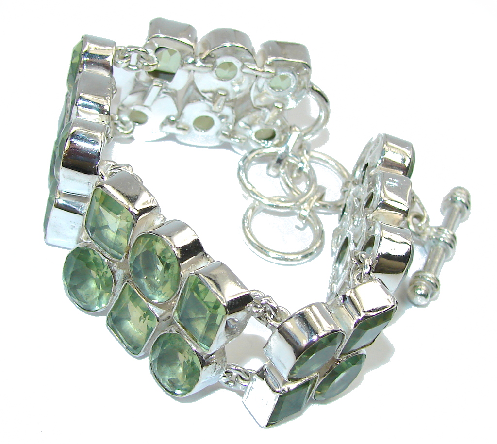 Queen Of Nature Created Green Peridot Sterling Silver Bracelet