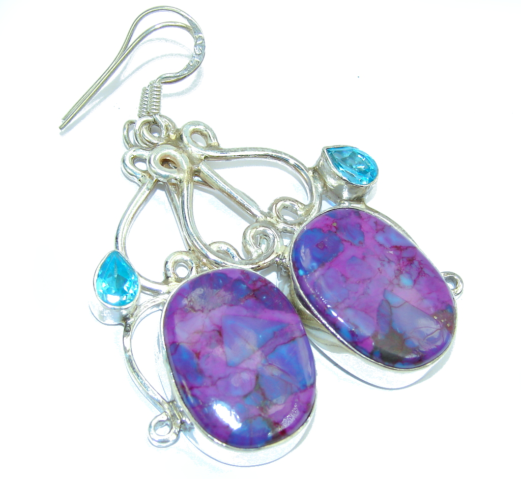 Big! Lavender Dream Turquoise Sterling Silver earrings