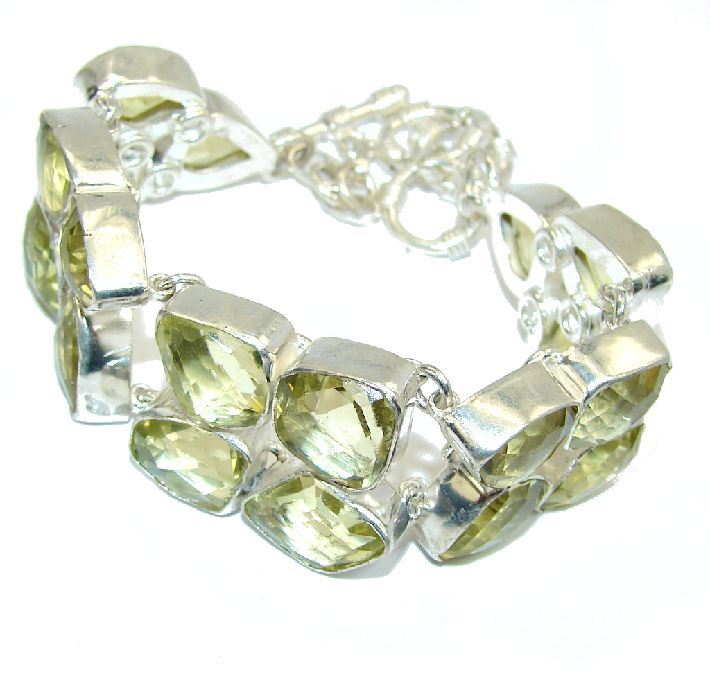 Summer Beauty! Faceted Citrine Sterling Silver Bracelet