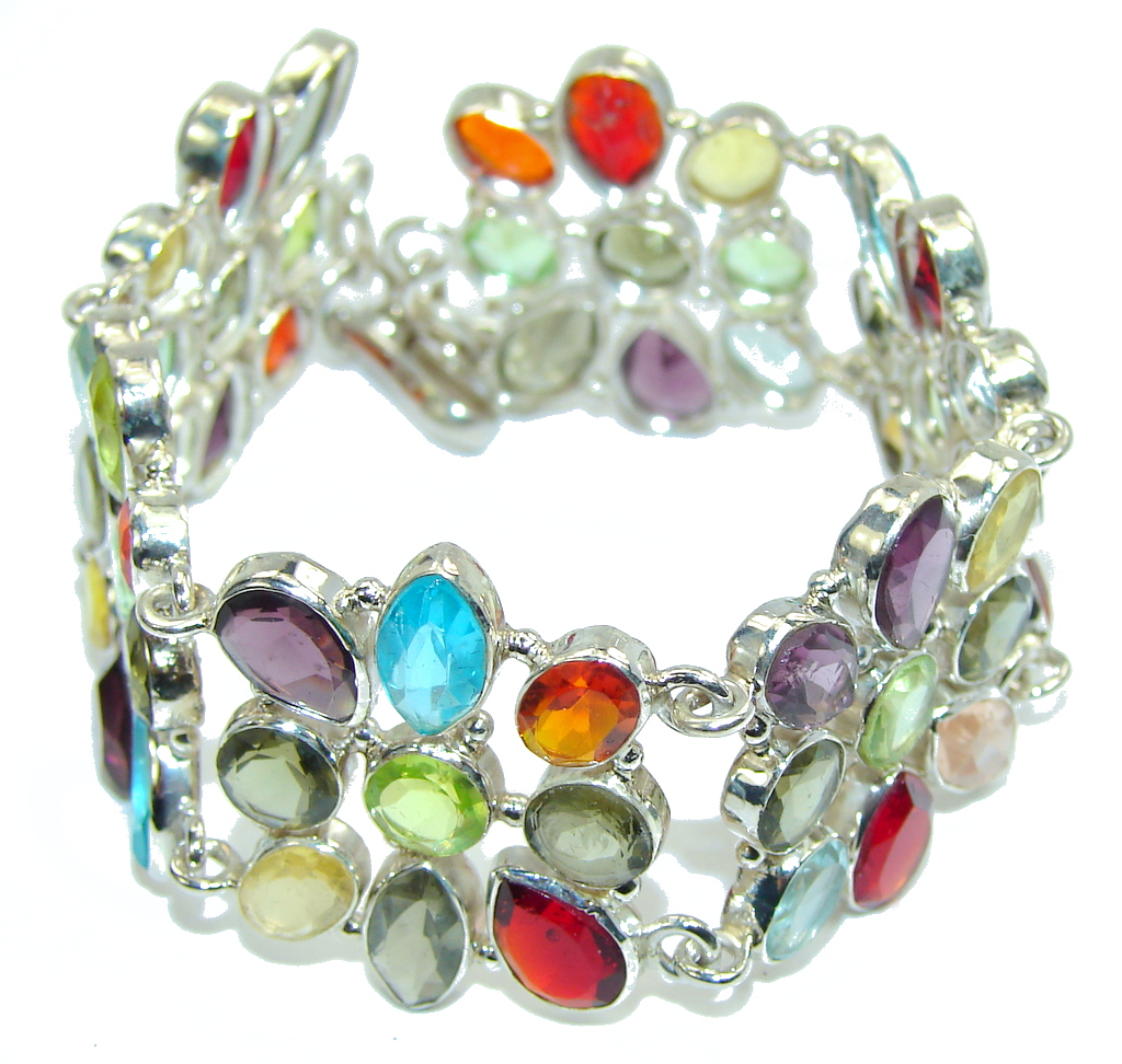 Aura Of Beauty! Multicolor Quartz Sterling Silver Bracelet