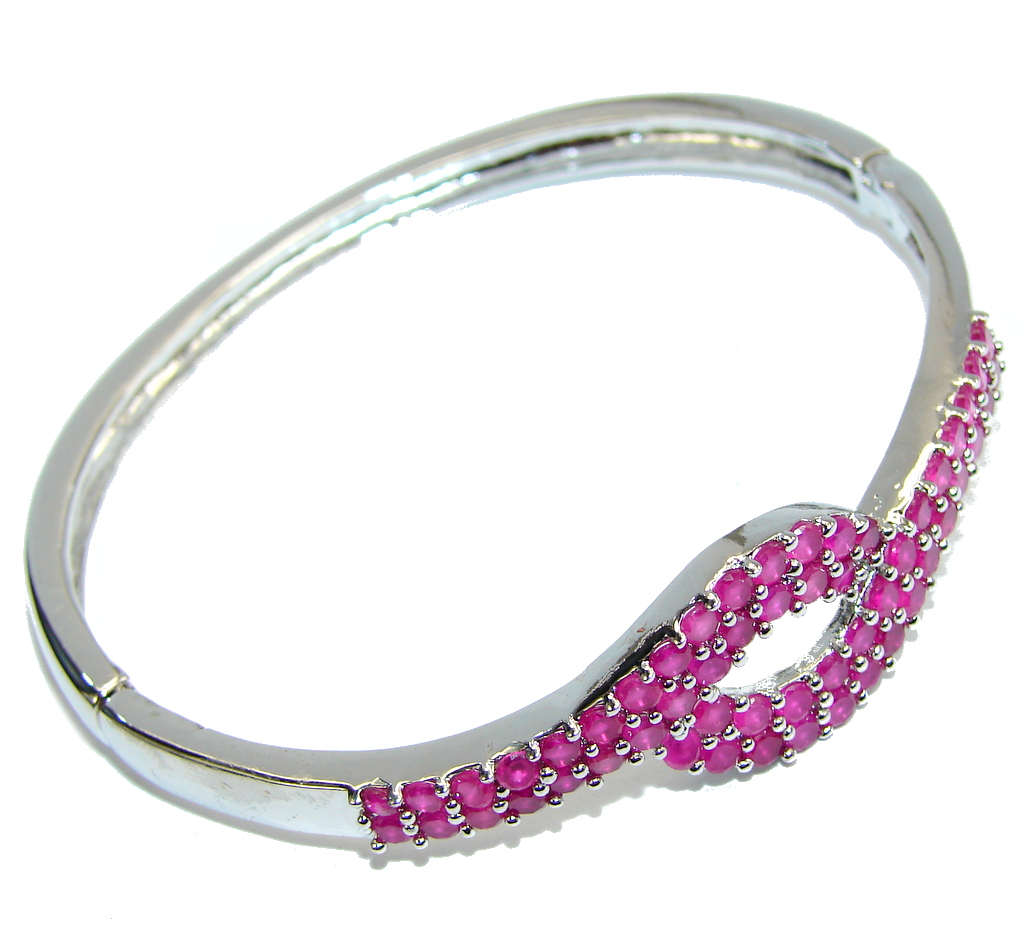 Delicate Beauty AAA Pink Ruby Sterling Silver Bracelet / Cuff
