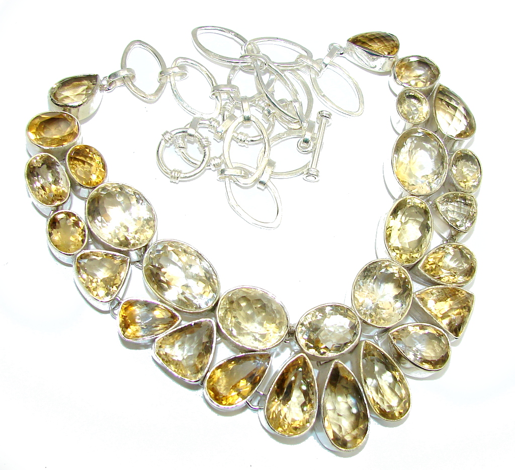 SunRise Joy AAA Yellow Citrine Sterling Silver Necklace