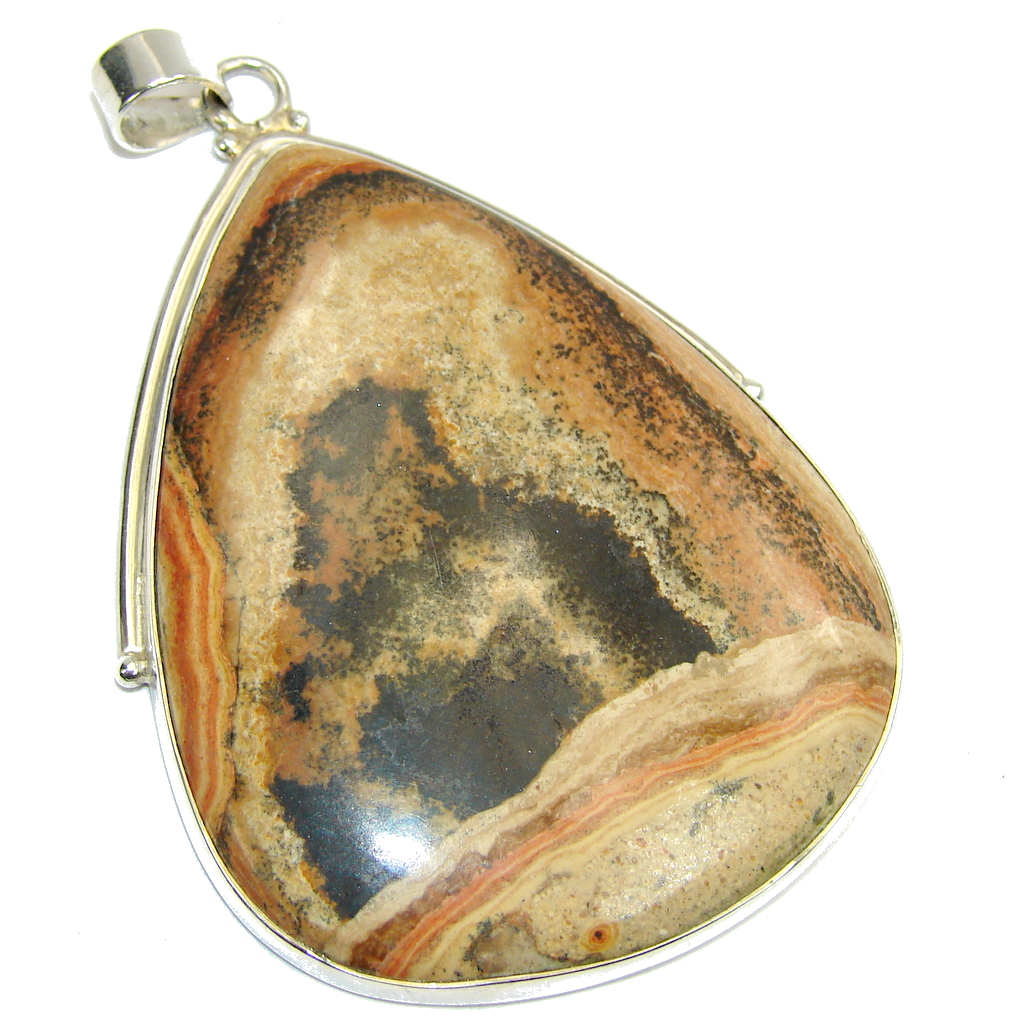 Big! Classic Picture Jasper Sterling Silver Pendant