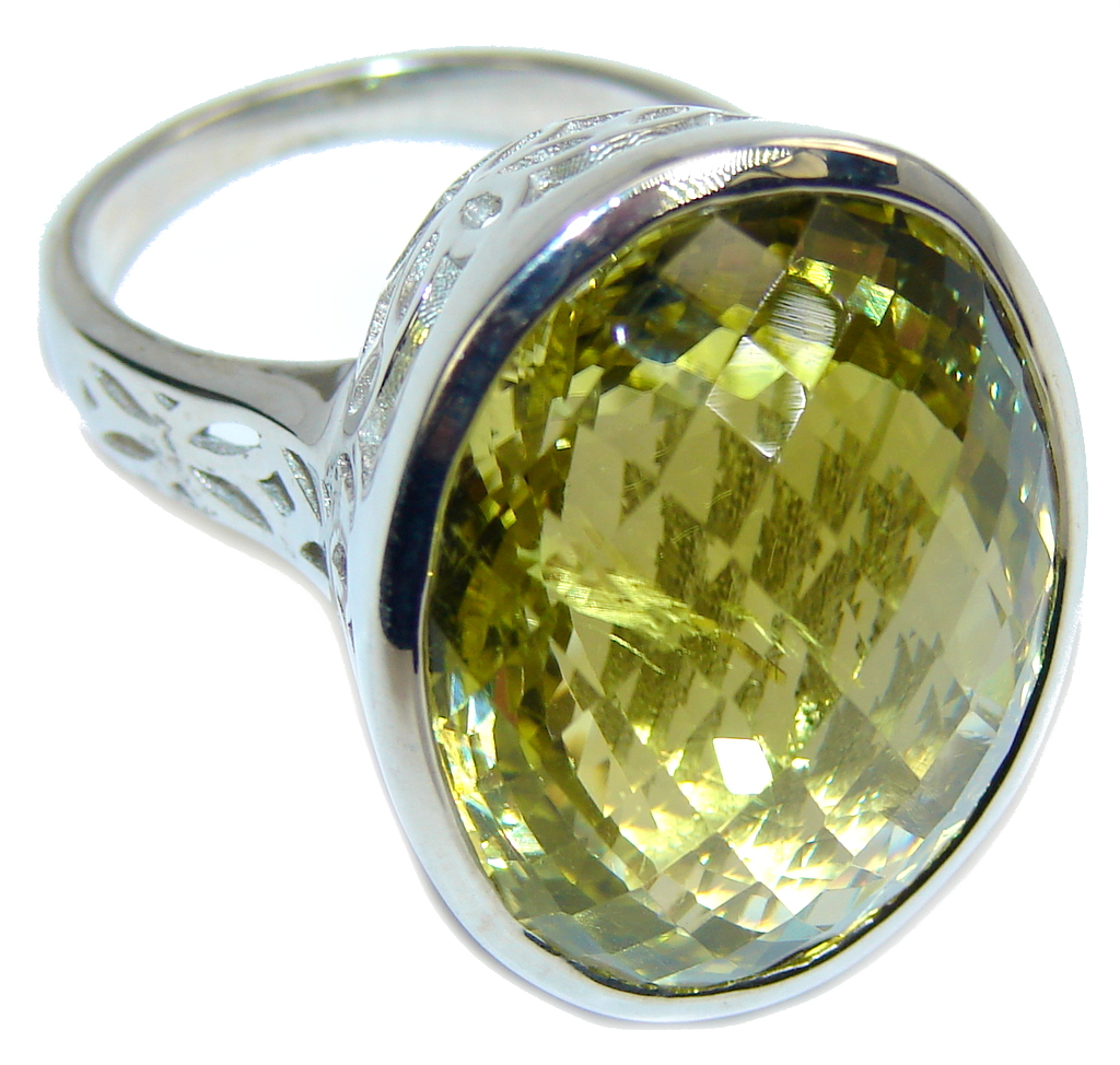Big! Brilliant Cut Genuine Citrine Sterling Silver Ring s. 9