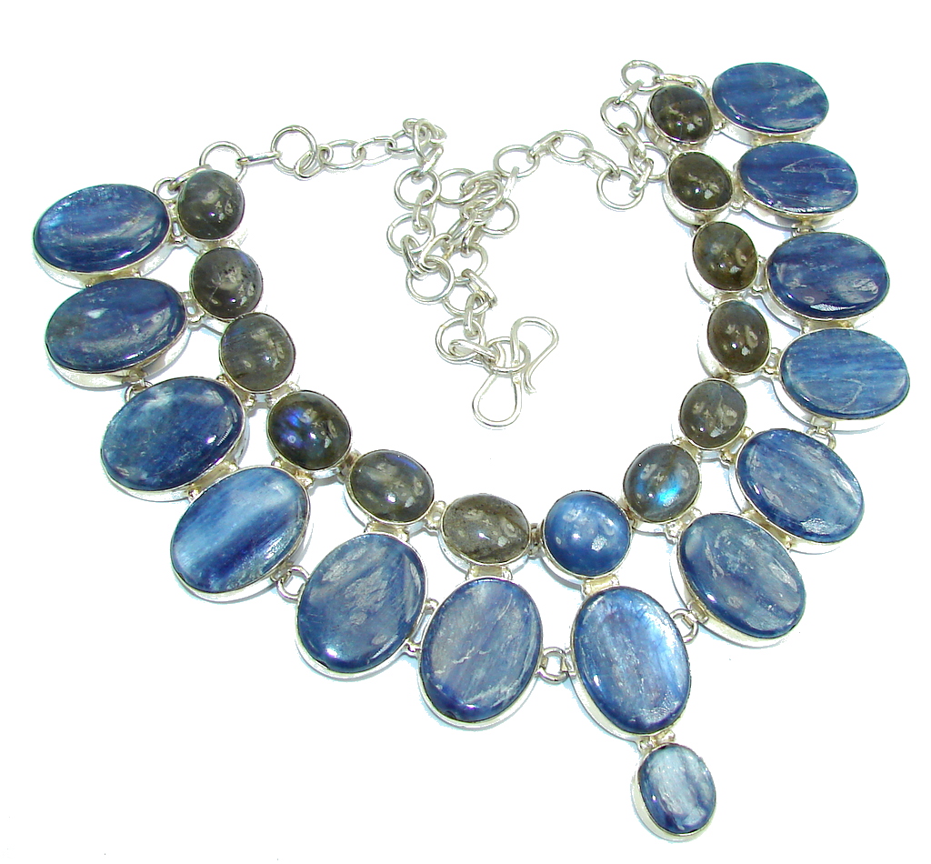 Big! Be Spectacular AAA African Kyanite & Labradorite Sterling Silver necklace