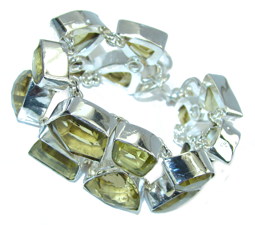 Summer Style Yellow Citrine Sterling Silver Bracelet