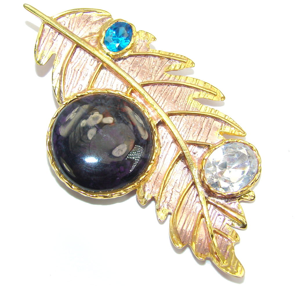 Beautiful Black Onyx Rose & Gold Plated Sterling Silver Pendant