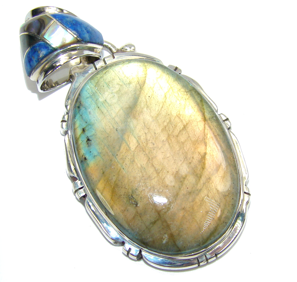 Amazing AAA Fire Labradorite Sterling Silver Pendant