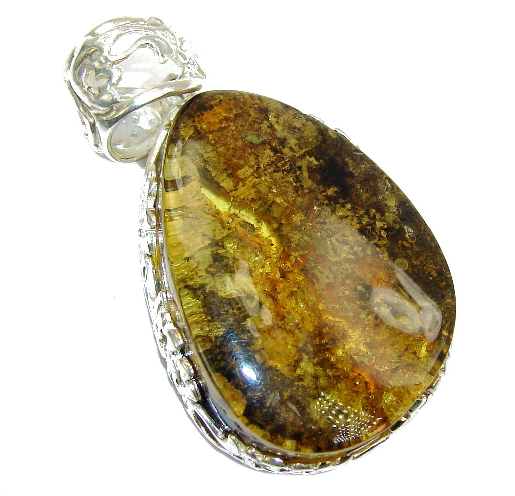 Perfect AAA Baltic Polish Amber Sterling Silver Pendant