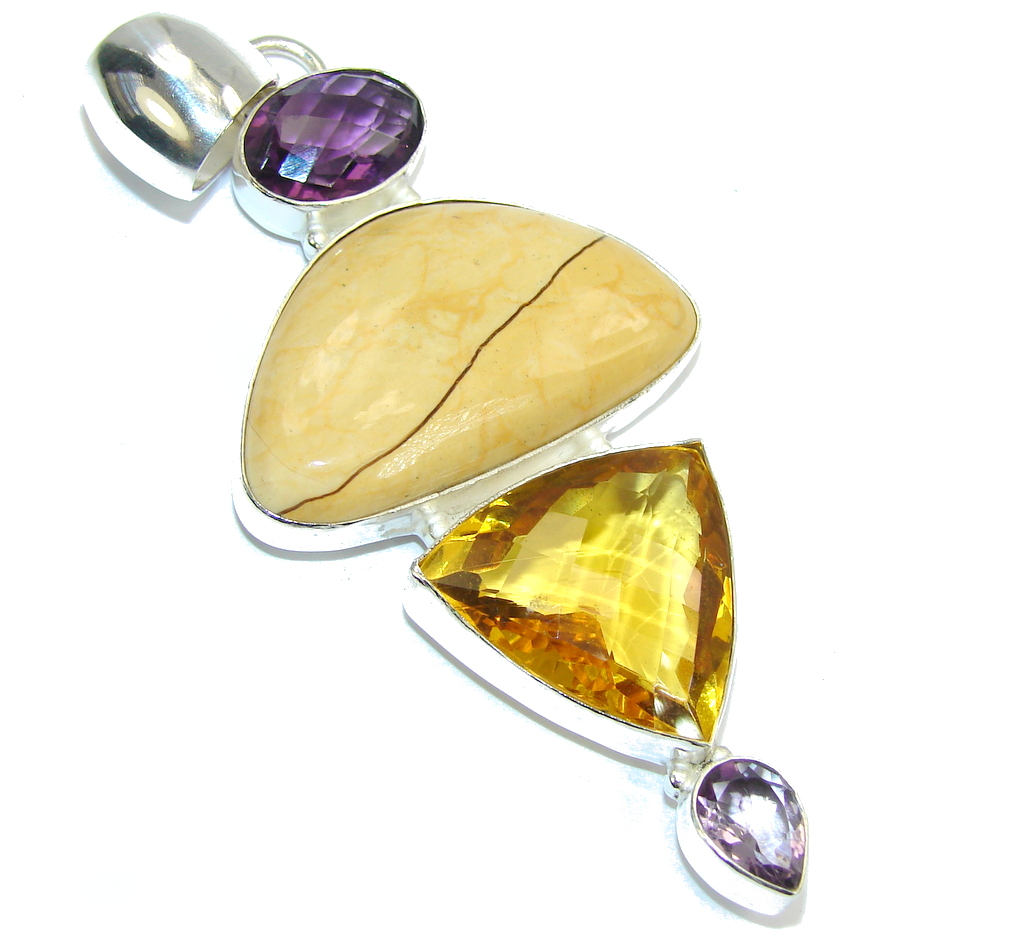 Big! Amazing AAA Burro Creek Jasper Sterling Silver Pendant